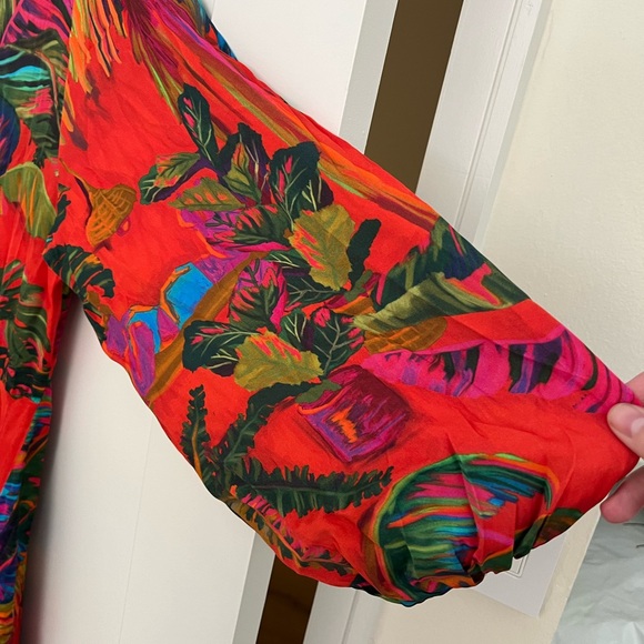 NWT Farm Rio Tropical Floral Side Cut-Out Midi Dress (Large) - Picture 7 of 10